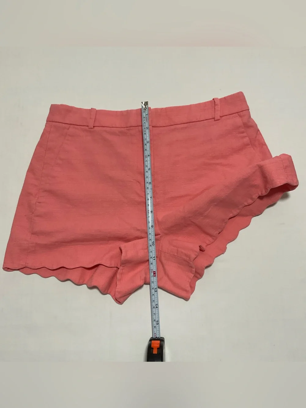 J Crew 4 Shorts Scalloped Hem Chino Linen Cotton Blend Pockets